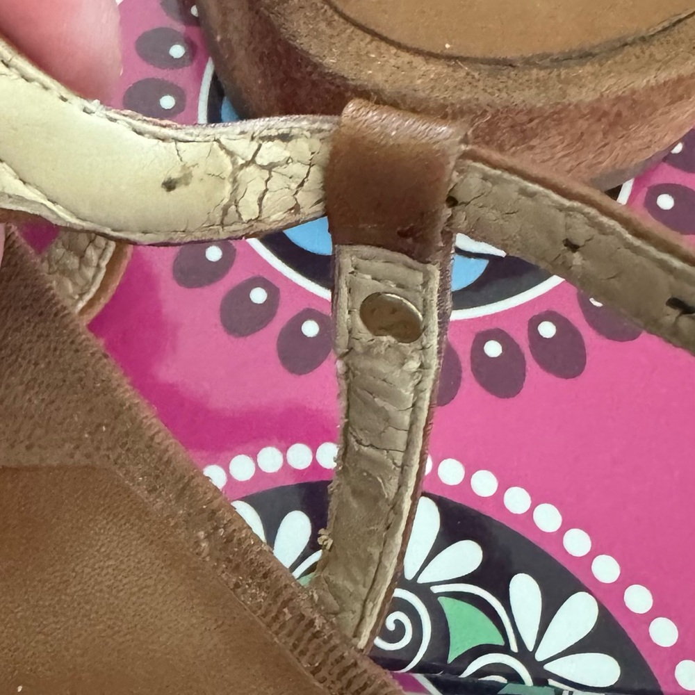 Isaac Mizrahi Cognac & Leopard Thong Sandals! ECU - Picture 8 of 9